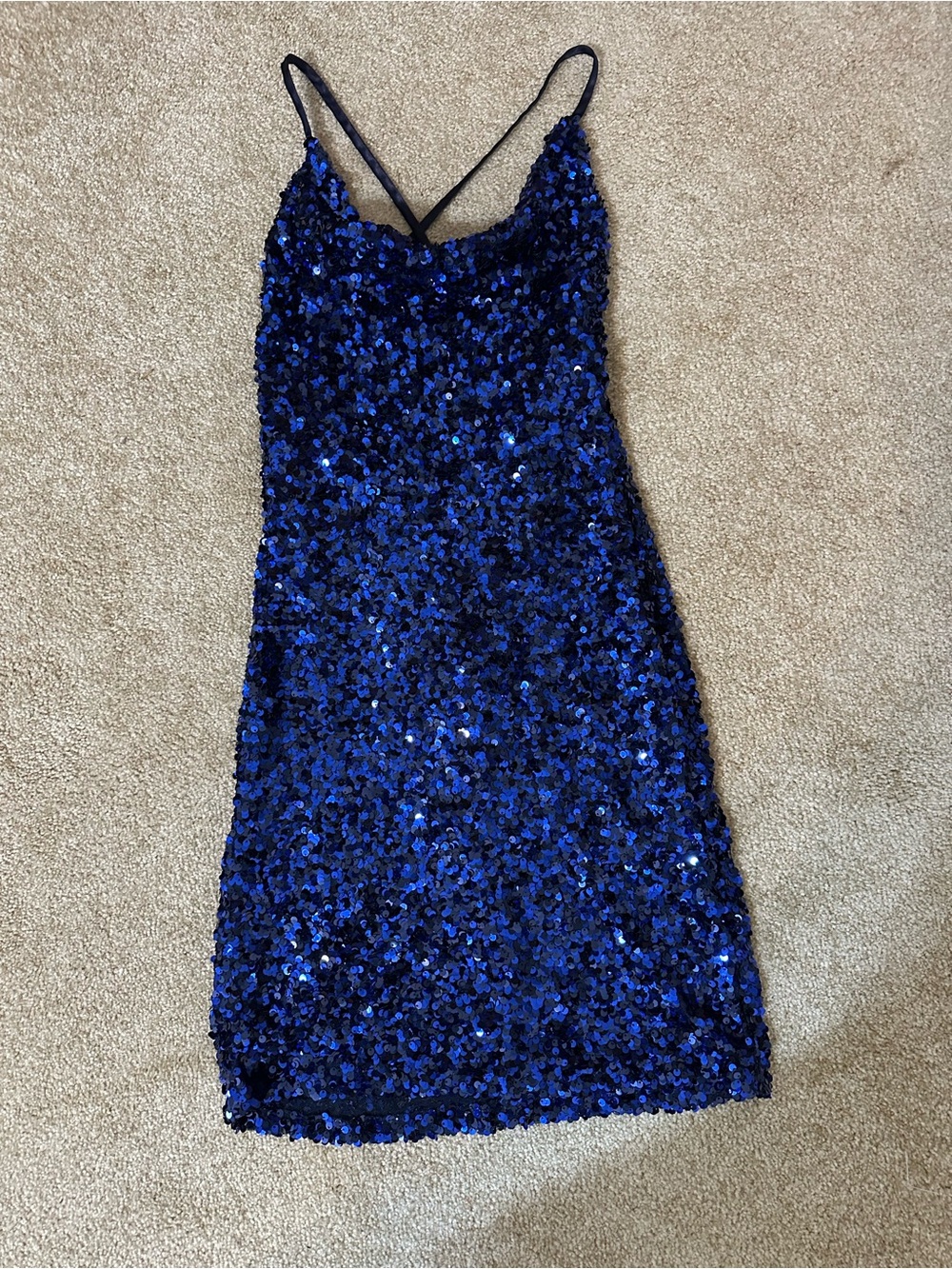 Crystal Doll Royal Blue Sequin Mini Slip Dress